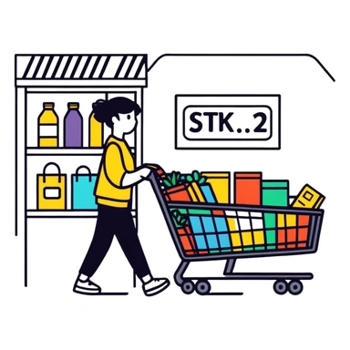 person shopping, cartoonish sticker style sticker