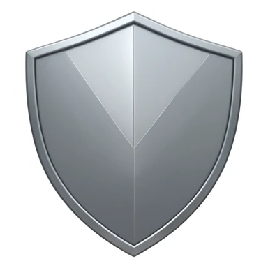 Metallic shield emoji, black and white reflective metal, simple geometric design, flat futuristic style
 sticker