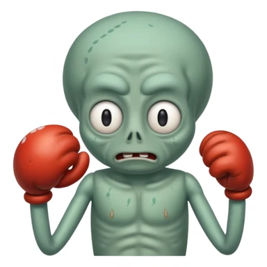 Squidward getting beat up by mr Krabs  sticker