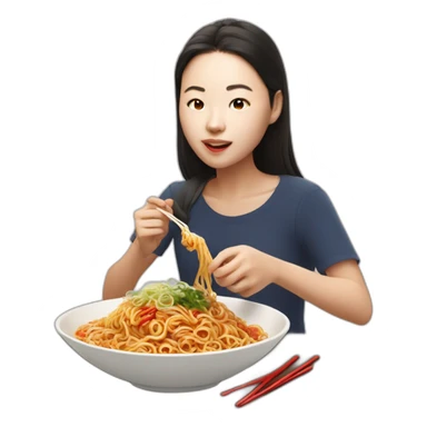 Aya nakamura eating spicy buldak noodles  sticker