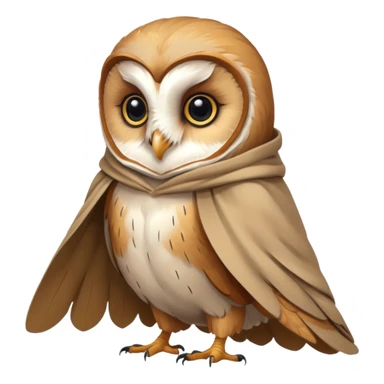 barn owl in beige cloak sticker