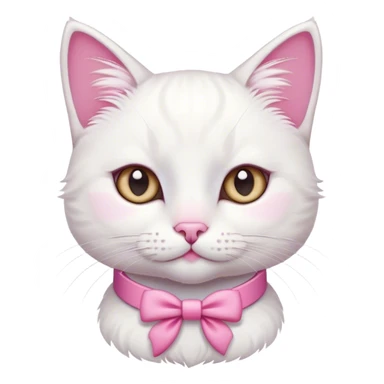 cute white cat with pink accessories art sticker