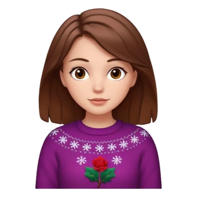 Chica blanca de pelo castaño ojos oscuros atractiva y con jersey de invierno sticker