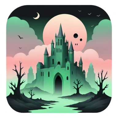 Ghostly Pastel Black Green Reddish Spectral Gloomy Dusky Dystopian Apocalyptic Aesthetic Scenery Deco sticker