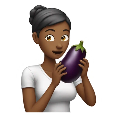 Woman eating whole eggplant sticker