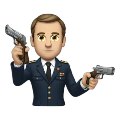 Macron qui a un pistolet sticker