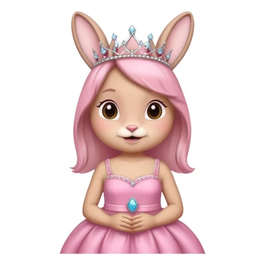 Bunny + tiara + pink dress + happy sticker