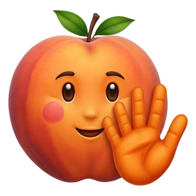 Peach emoji with hand print on it sticker