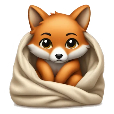 fox cozy in beige blanket sticker