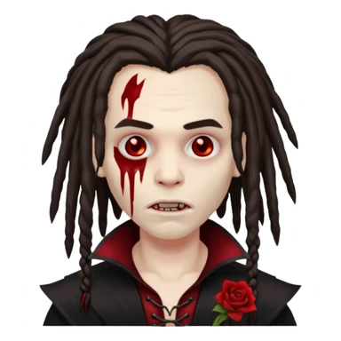 Blood face vampire with dreads holding a skin 47 sticker