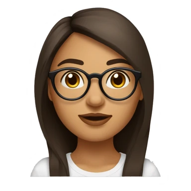 Jeune femme brune cheveux court et lisse yeux marrons et lunettes rondes dorées avec piercing au nez et septum  sticker