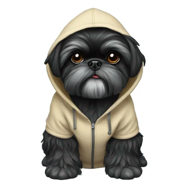 Black Shih Tzu wearing a Hoodie sticker