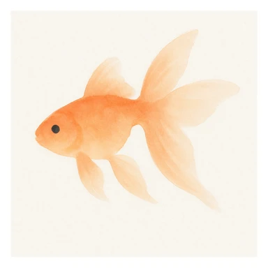goldfish, watercolor style, soft blending, mainly orange, lively and flowing sticker