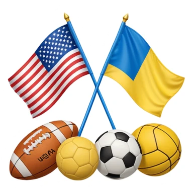 usa and ukraine flags together, sport equipment under sticker