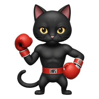 Black Cat with boxing gloves sticker