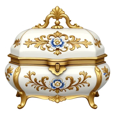Vintage rococo white jewelry box sticker