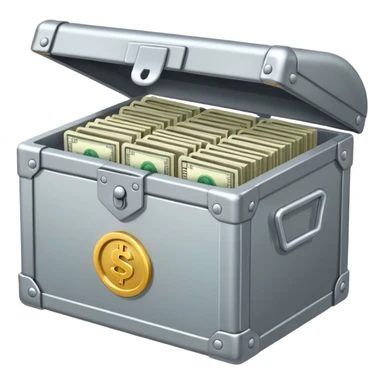 caja fuerte de metal, abierta con dinero sticker