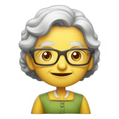 An evil and old woman with glasses and short yellow stands at the blackboard and teaches children histor sticker