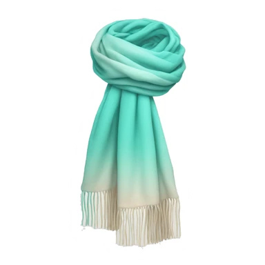 Realistic tiffany blue to cream ombre  winter scarf isolated. sticker