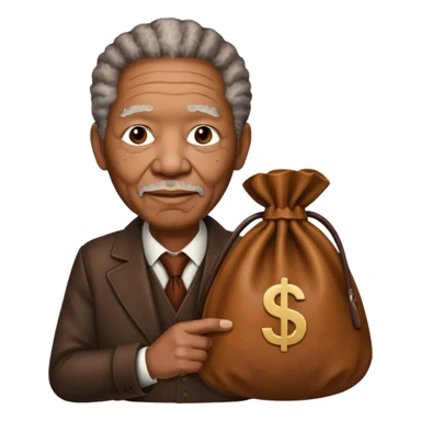morgan freeman holding money bag sticker
