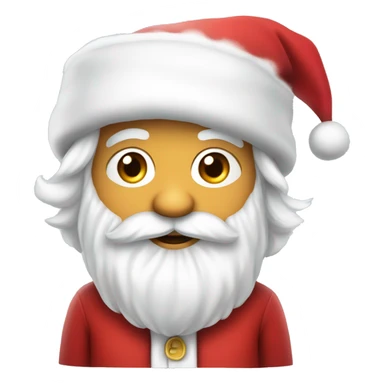 “An adorable Santa with a red suit, fluffy white beard, rosy cheeks, big eyes, and a red hat with a white pom-pom réaliste  sticker