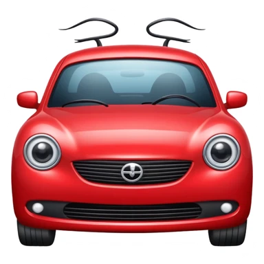 red car with eyelashes on head lights sticker