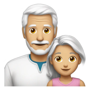 white-haired father and daughter sticker
