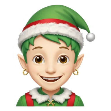 duende navideño con una sonrisa amplia y brackets en los dientes sticker