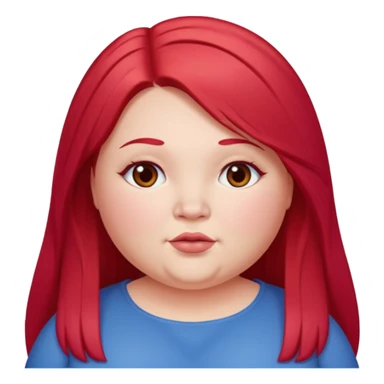 chubby white woman cherry red long straight hair parted middle sticker