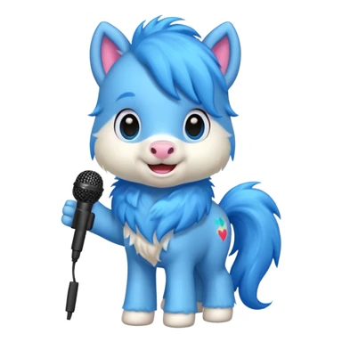 blue pony with microphone sticker