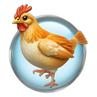 Poisson qui vole avec un poulet au-dessus de la campagne sticker