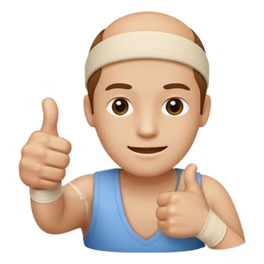 Thumbs up with a bandage on the base of the thumb sticker