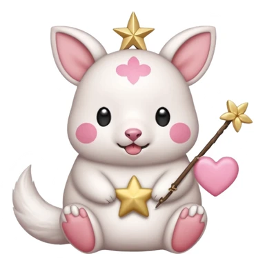 GENERATE ME A MOMONGA WHITE ANIMAL  FROM CHIIKAWA AND PUT A SAKURA FLOWER ON HIS HEAD AND A STAR PELT ON HIS BELLY AND A HEART PURSE ON HIS ARM WITH HIS FACE MAKE HIS TOUNGE STICK OUT WITH A LITTLEPINCH OFDROOL AND MAKE HIM ANIME  sticker