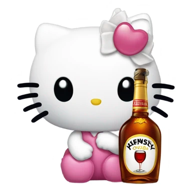 Hello kitty crying with tears holding Hennessy  sticker
