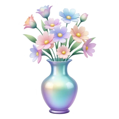 Iridescent vase with pastel flowers sticker