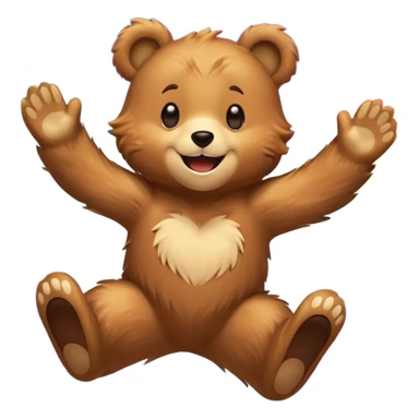 Full Beary jumping with joy, starry eyes, big grin, energetic pose, motion blur, colorful anime style sticker