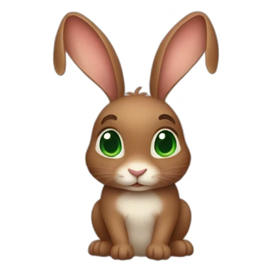 brown rabbit with green eyes and hearts sticker