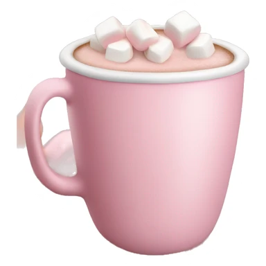 Aesthetic hot chocolate in light pink cup marshmallow  sticker