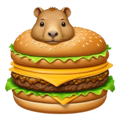 capybara laying on a burger sticker