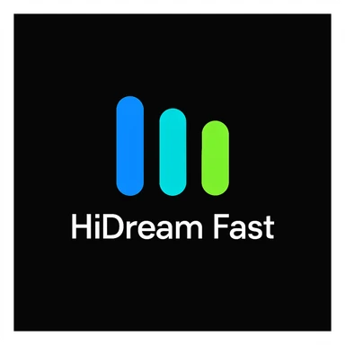 create high dream logo like this with text "HIDream Fast", black background  sticker
