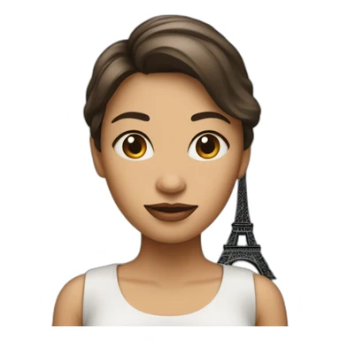 Woman with eiffel tower on the back sticker