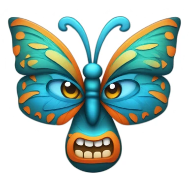Tiki with colors blue and orange-butterfly-tornado-fun-love-eyelasch sticker