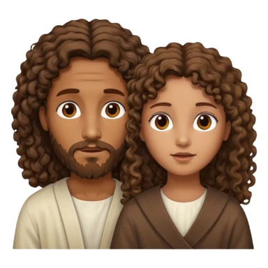 Jesus y una niña morena y crespa  sticker