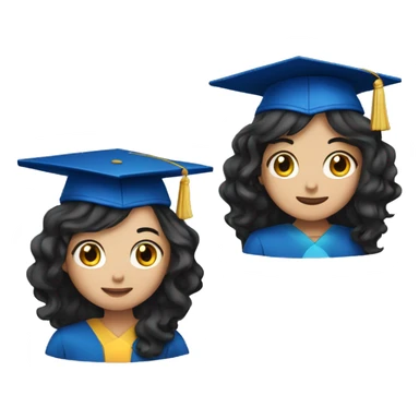 asian girl wearing blue graduation cap with long curly black hair sticker
