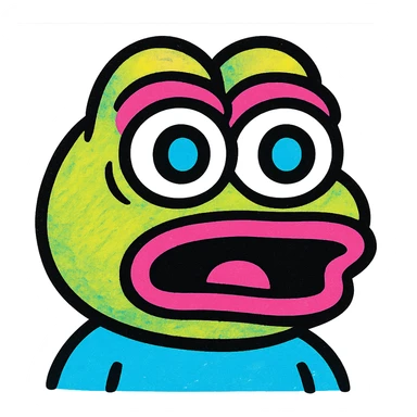 pepe the frog with a surprised face expression in pop mart style sticker