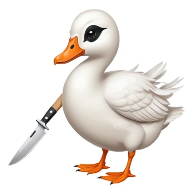 mischievous goose with a knife in its bill, untitled goose game inspired sticker