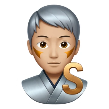 Generate a image combining a japanese guy and the letter "S", make it with correlating the lol's elos, starting from the Iron elo sticker