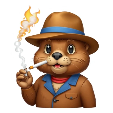beaver smoking emojis funny sticker