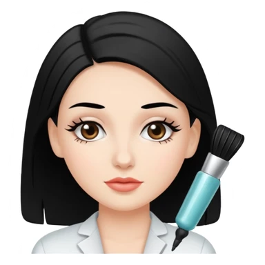 White girl with black hair getting a cosmetology treatment  sticker