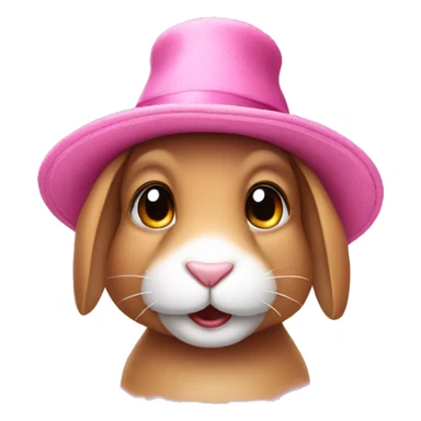 Rabbit wearing a pink hat sticker